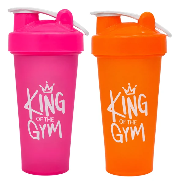 King Of The Gym Shaker 650 ML Ölçekli ve Sızdırmaz Kapaklı Protein Shaker 2'li Set (Pembe+Turuncu) ürün görseli 1