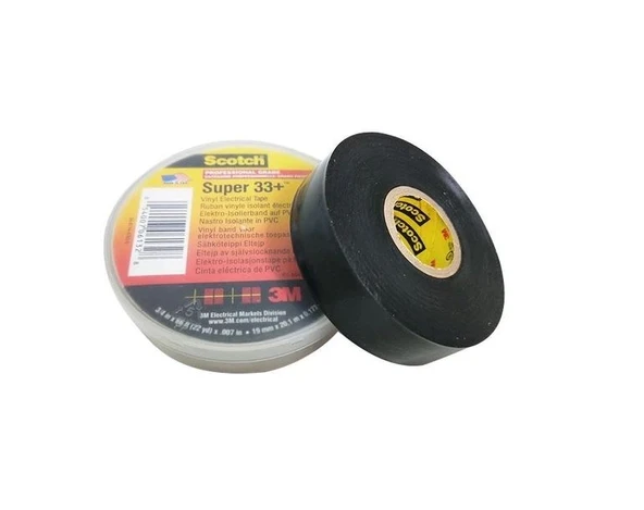 3M Scotch 33+ Vinil Elektrik Bandı Siyah 19 mm x 20 m 3M (10'lu) ürün görseli 1