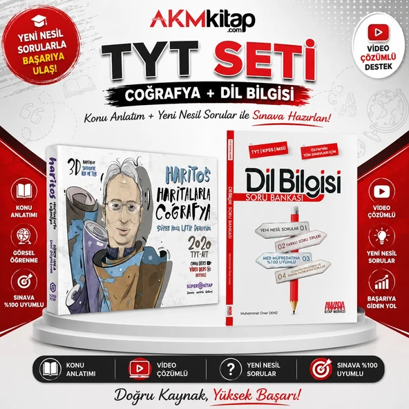 Süper Kitap TYT AYT Süper Genç Haritos Haritalarla Coğrafya ve AKM Dil Bilgisi Soru Bankası Seti ürün görseli 1