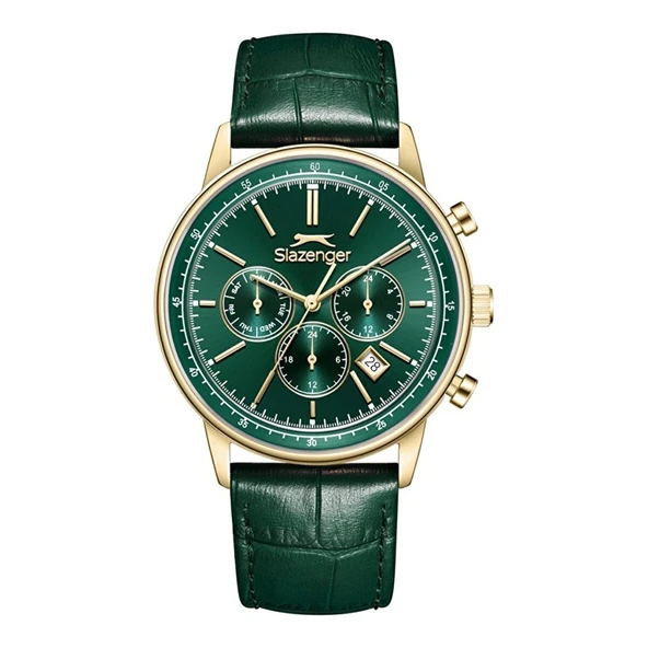 SLAZENGER SL.09.2539.2.03 YEŞİL DERİ KORDON ERKEK KOL SAATİ ürün görseli 1