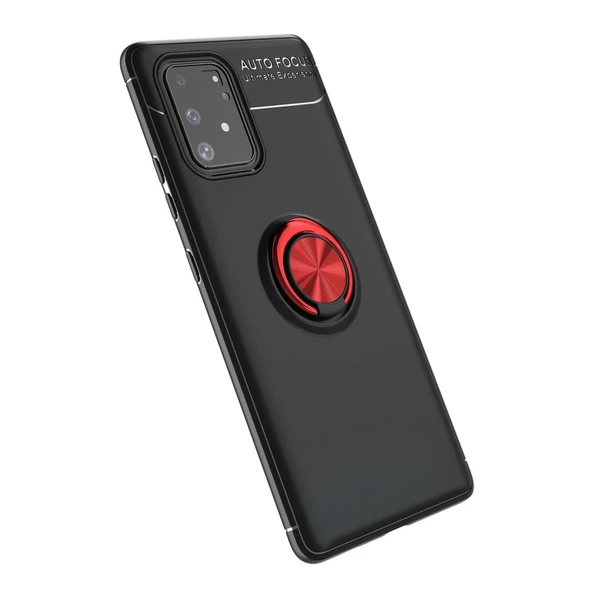 Samsung Galaxy A91 / S10 Lite Kılıf Range Yüzüklü Silikon - Siyah-kırmızı ürün görseli 1