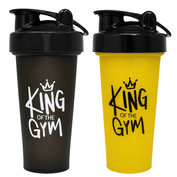 King Of The Gym Shaker 650 ML Ölçekli ve Sızdırmaz Kapaklı Protein Shaker 2'li Set (Siyah+Sarı) ürün görseli 1