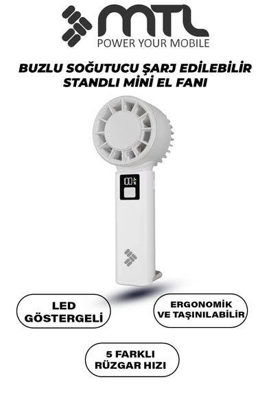 Peltier Buz Soğutmalı El Vantilatörü | 5 Kademe, 3600mAh, 15000 RPM, USB-C, Masa Standlı MT8422 ürün görseli 1