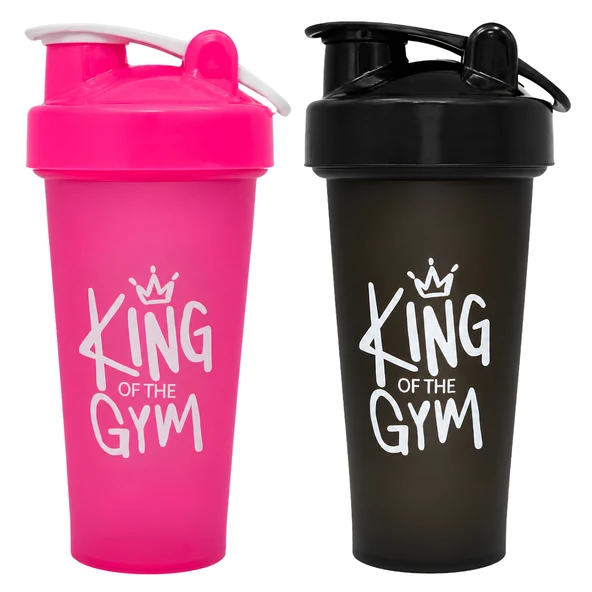 King Of The Gym Shaker 650 ML Ölçekli ve Sızdırmaz Kapaklı Protein Shaker 2'li Set (Pembe+Siyah) ürün görseli 1