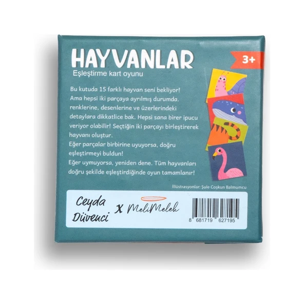 Melimelek Hayvanlar Eşleştirme Kartları - Resim 3