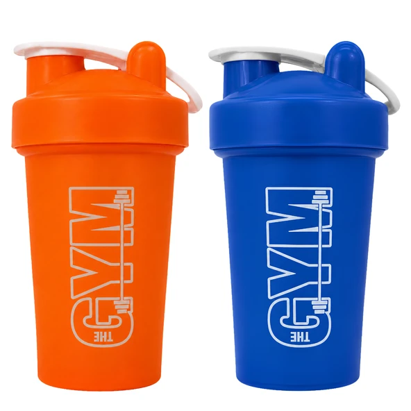 Gym Shaker 550 ML Ölçekli ve Sızdırmaz Kapaklı Protein Shaker 2'li Set (Turuncu+Mavi) ürün görseli 1