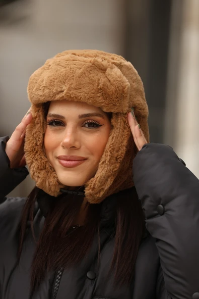 Kürk Yuvarlak Peluş Bucket/Kalpak Şapka. ürün görseli 1
