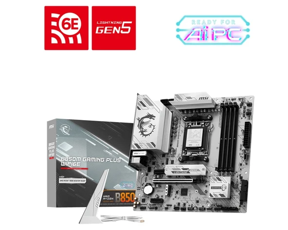 Msı B850M Gamıng Plus WIFI6E Am5 Ddr5 8200MHZ(OC) HDMI Dp 2x M.2 USB 10GBS 2.5g Lan Wı-Fı 6e Matx Anakart ürün görseli 1