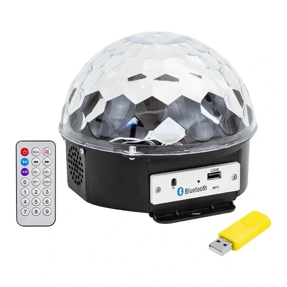 Usb-Bluetooth Destekli̇ Kumandali Hoparlörlü Yarim Dünya Küre Di̇sko Topu (5047) ürün görseli 1