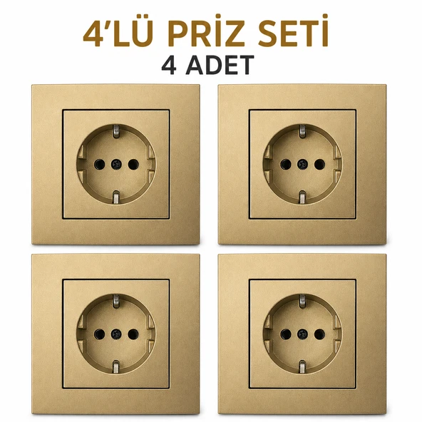 Ovivo Grano Titanyum Topraklı Priz (Çerçeve Dahil) 4 adet ürün görseli 1