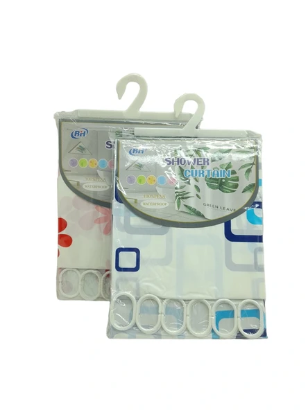 Çi̇f Kanat Pvc Banyo Perdesi̇ 2 Parça X 90X180Cm - 12 Halkali (5047) ürün görseli 1