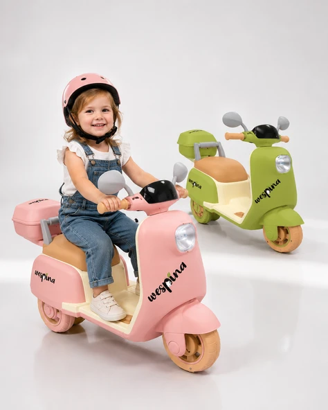 WESPİNA 3 Tekerli Akülü Motor 6V Uzaktan Kumandalı Çocuk Motoru 50 kg Taşıma Kapasitesi Pembe ürün görseli 1