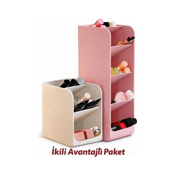 Avantajlı İkili Makyaj Organizer Seti | Kozmetik Düzenleyici | Çok Bölmeli |Aksesuar Düzenleyici | ürün görseli 1