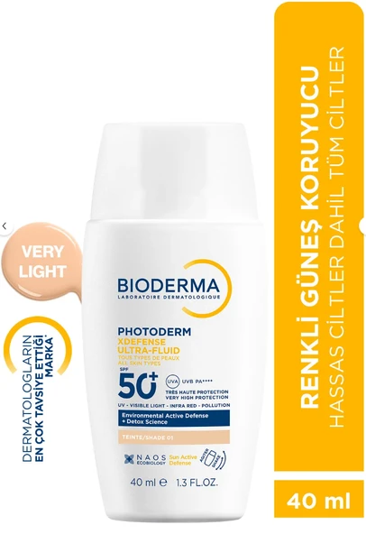 Bioderma Photoderm XDefense SPF50+ Tüm Ciltler Yüksek Korumalı Renkli Güneş Kremi Very Light 40ML ürün görseli 1