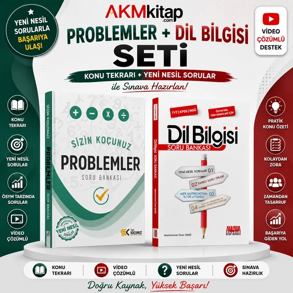 Sizin Koçunuz TYT Problemler ve AKM Dil Bilgisi Soru Bankası Seti 2 Kitap ürün görseli 1