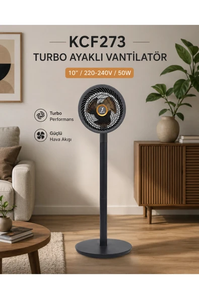 K2 KCF273 Turbo Ayaklı Vantilatör 50W 10’’ ürün görseli 1