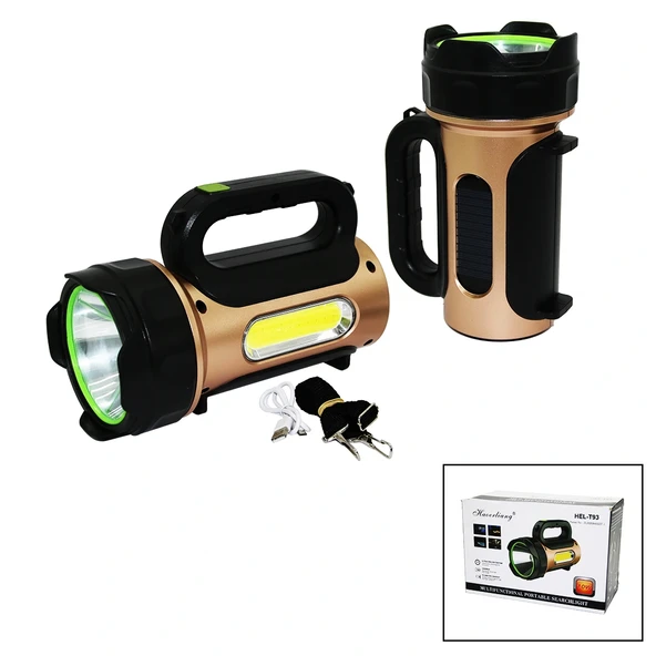 10W - Solar - Usb Şarjli 2In1 El Feneri̇ Renkli̇ Fonksi̇yonel Smd Led (5047) ürün görseli 1