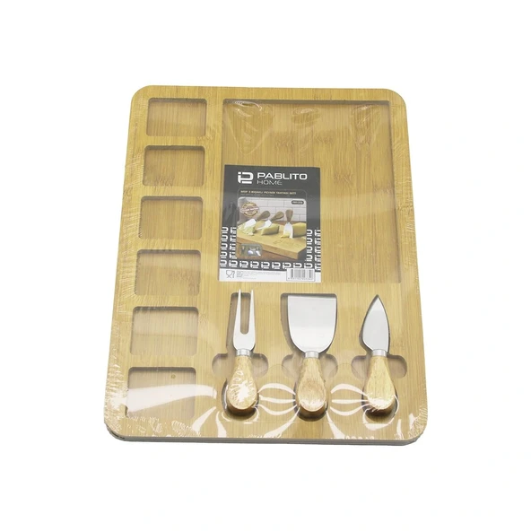 Di̇kdörtgen 6+1 Bölmeli̇ Mdf Kahvalti Peyni̇r Sunum Panosu 3 Biçak=Ahşap Sap 30X39.5Cm (5047) ürün görseli 1