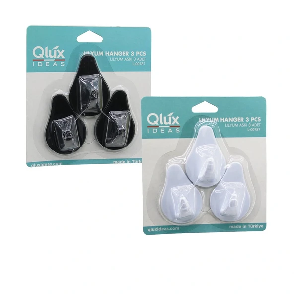 3Pcs Lilyum Aski Si̇yah - Beyaz Plasti̇k Yapişkanli Montaj (5047) ürün görseli 1