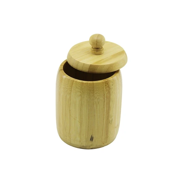 No-8 Ahşap - Bambu Şekerli̇k Kapakli Çap: 7.5Cm Deri̇nli̇k: 8.5Cm (5047) ürün görseli 1