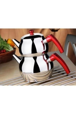Mi̇ni̇ 2Lt Küçük Boy Küre Çeli̇k Çaydanlik Seti̇ - Üst: 0.75Lt - Alt: 1.4Lt (5047) ürün görseli 1