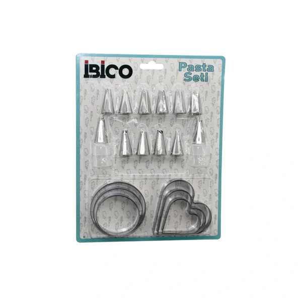 20Pcs Pasta Süsleme Uç Seti̇= 12-Metal Kurabi̇ye Kalip Metal=3-Kalp - 3-Yuvarlak 2-Uç Tutucu Pls.Adaptör (5047) ürün görseli 1