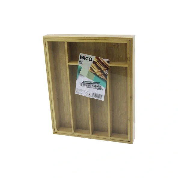 5 Bölmeli̇ Ahşap Bambu Kaşiklik 30X34Cm (5047) ürün görseli 1