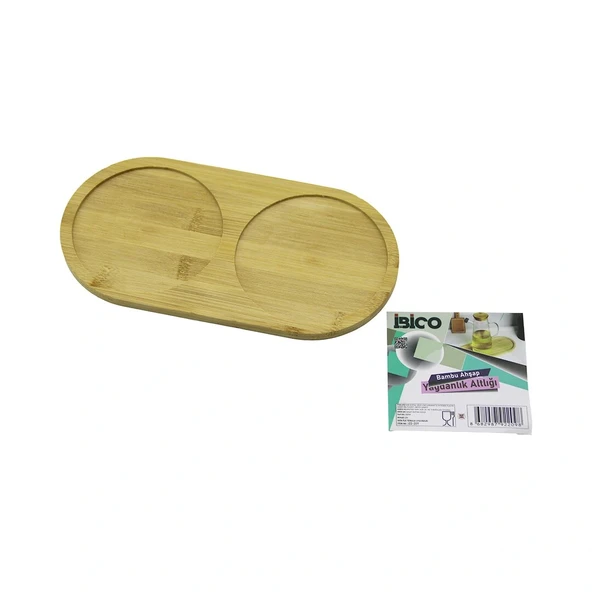 2 Bölmeli̇ Oval Ahşap Bambu Yağdanlik Altlik Mi̇ni̇ Tepsi̇ 12 X 23.4 X 0.8Cm (5047) ürün görseli 1