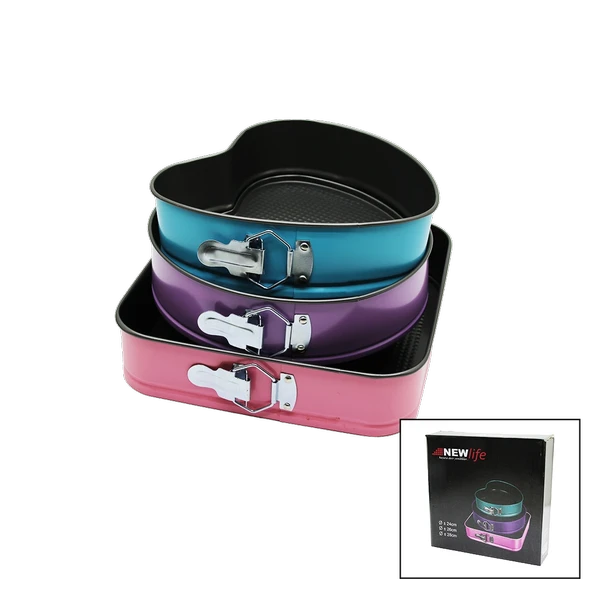 3 Parça Set Metal Kek Kalip Kelepçeli̇ - Kare - Yuvarlak (5047) ürün görseli 1
