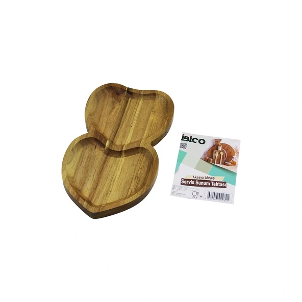 Akasya Kalpli̇ 2 Bölmeli̇ Ahşap Servi̇s Sunum Tepsi̇ - Tahtasi 25 X 14 X 1.4Cm (5047) ürün görseli 1
