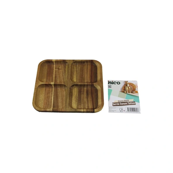 Akasya Kare 4 Bölmeli̇ Ahşap Servi̇s Sunum Tepsi̇ - Tahtasi 20 X 1.4Cm (5047) ürün görseli 1