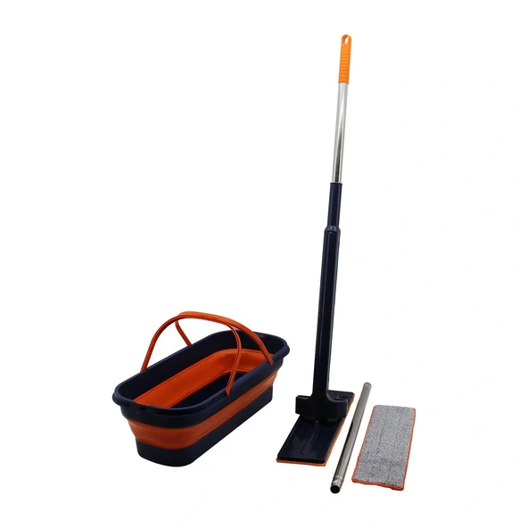 Kendi̇nden Sikmali Katlanir - Tekerli̇ Kovali Mop Seti̇ Yedek Bezli̇360° Başlik=11.5X41Cm- Sap:130Cm (5047) ürün görseli 1