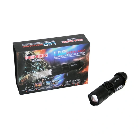 Gold Orion Km-106 Zoomlu El Feneri̇ Fi̇şli̇ Pi̇l Şarj Ci̇hazli Si̇yah Metal Kasa 12.5Cm 3000 Lumen (5047) ürün görseli 1