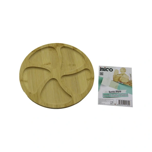 Yuvarlak 5 Bölmeli̇ Ahşap Bambu Servi̇s Sunum Tepsi̇ - Tahtasi 20 X 1.4Cm (5047) ürün görseli 1