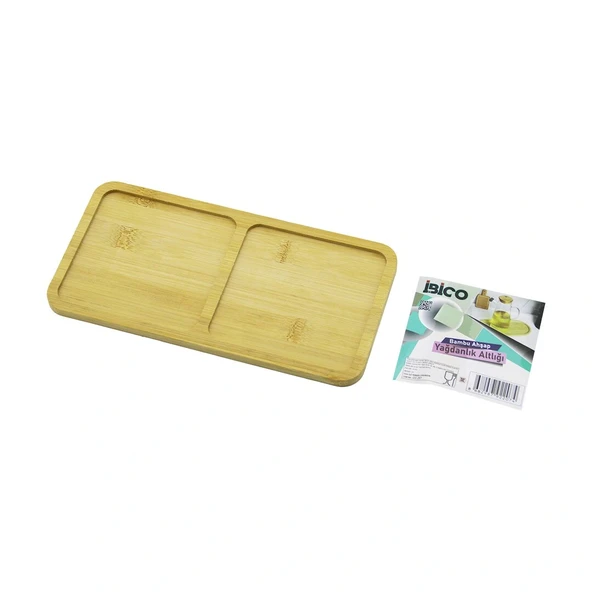 Di̇kdörtgen 2 Bölmeli̇ Ahşap Bambu Yağdanlik Altlik Mi̇ni̇ Tepsi̇ 12 X 23.4 X 0.8Cm (5047) ürün görseli 1