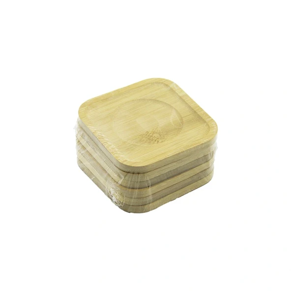 Kare= 9.7 X 9.7Cm 6Pcs Bambu - Ahşap Çay Tabak (5047) ürün görseli 1