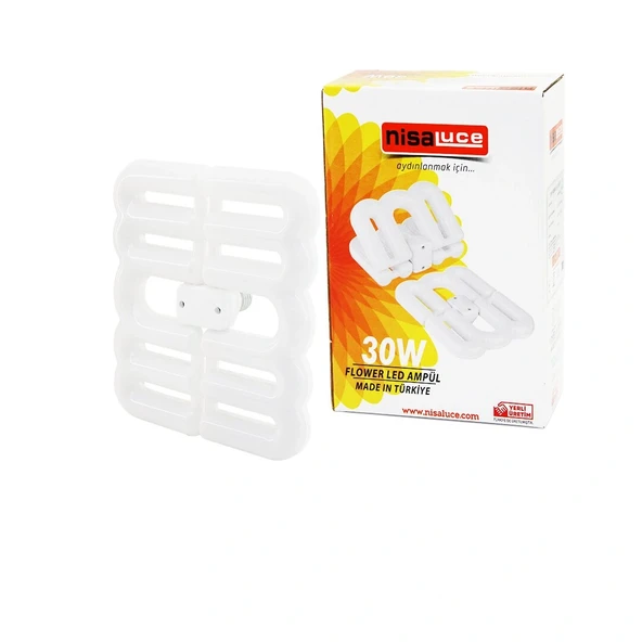 Ni̇saluce Eamp-096/B 30W - E27Flower Katlanir- 4B Şeki̇l16X21Cmbeyaz Led Lamba Ampul 2700Lümen- 6500K (5047) ürün görseli 1