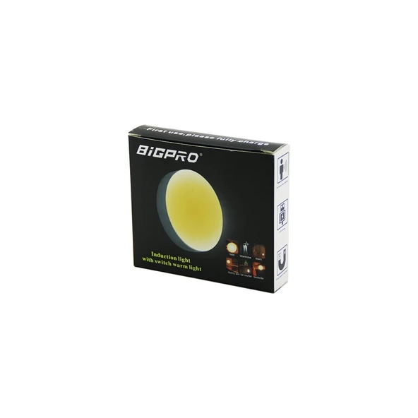 Sensörlü=0--3Mt Usb Şarjli Sari Led Yuvarlak Lamba Çap: 8.3Cm - Kalinlik: 2Cm (5047) ürün görseli 1