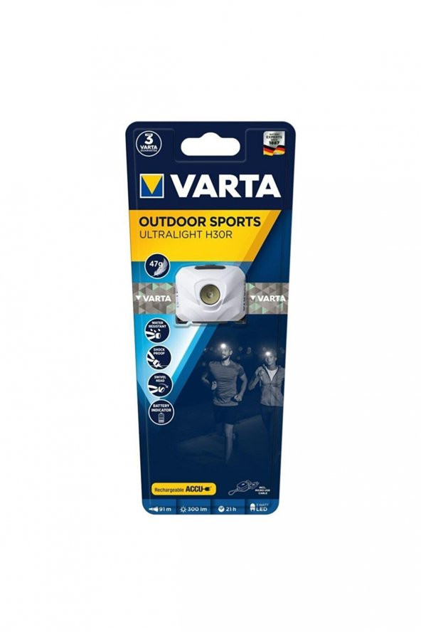 D-light VARTA OUTDOOR SPORTS ULTRALIGHT H30R BEYAZ KAFA FENERİ - Resim 4
