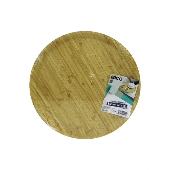 Yuvarlak=38Cm Ahşap Bambu Servi̇s Sunum Tepsi̇ - Tahtasi (5047) ürün görseli 1