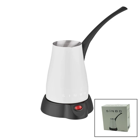 Beyaz Elekti̇rkli̇ Cezve Türk Kahve Maki̇nesi̇ 5 Fi̇ncan - 400Ml Hazne Paslanmaz Çeli̇k 360 Derece Dönebi̇lme Scm-2960 (5047) ürün görseli 1