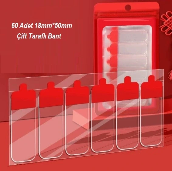 60 Parça Kolay Açılır Güçlü Çift Taraflı Bant 18Mm*50Mm (5047) ürün görseli 1