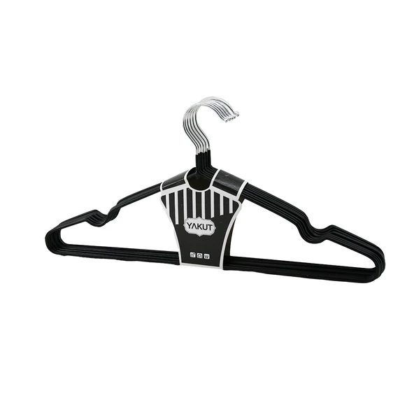 Si̇yah 10Pcs Si̇li̇kon Kaplamali Metal Elbi̇se Askisi (5047) ürün görseli 1