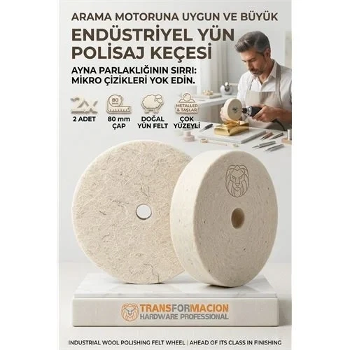 2 Li Aj Keçesi 80Mm | Sert Yün Disk | Metal, Altın, Gümüş İçin Ayna Parlaklığı 723185 ürün görseli 1