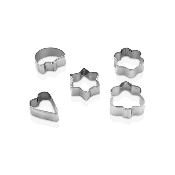 5 Pcs Metal Kurabi̇ye Kalip - Yildiz - Papatya - Ağaç (5047) ürün görseli 1