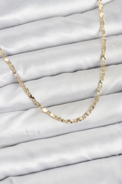 Cm 14K Gold Renk Lazerli Zincir Model Kadın Kolye ürün görseli 1
