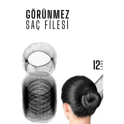 Siyah Saç Filesi Görünmez 12 Adet ürün görseli 1