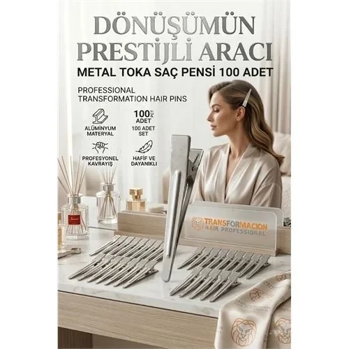 100'Lü Profesyonel Alüminyum Saç Pensi Seti Metal Toka Saç Pensi 718289 ürün görseli 1