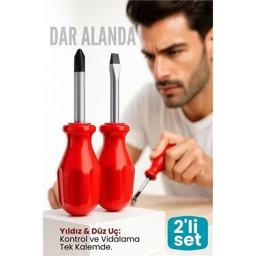 2'Litopaç Tornavida Seti: Avuçiçi Mini Yıldız Düz Uçlu Kısa Şaft Ufak Vidalama Anahtarı ürün görseli 1