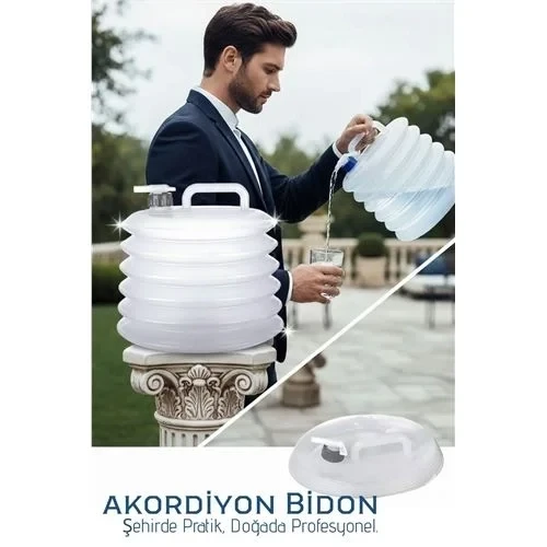 Akordiyon Bidon - Katlanabilir Lüks Su Taşıma Ünitesi | 10L Şeffaf Tasarım 722568 ürün görseli 1